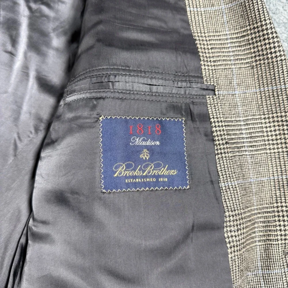 Loro Piana Brooks Brothers Sport Coat Blazer Jacket Men 46L Glen Check‎ Madison